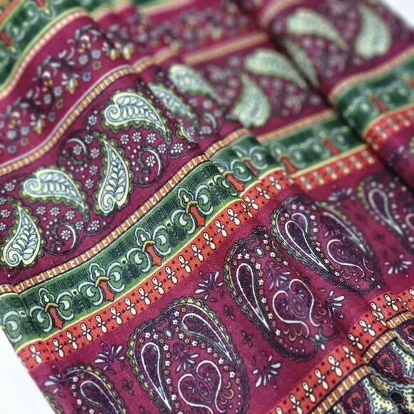 Smocked Red Burgundy Paisley  Dress  Midi Dress Size S - Picture 8 of 8